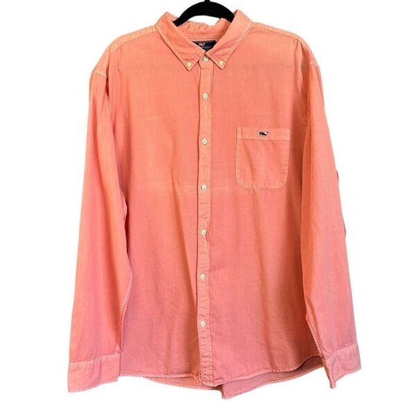 Vineyard Vines Slim Fit Tucker Silk Blend Casual Button Down Shirt Salmon XXL - Picture 1 of 4